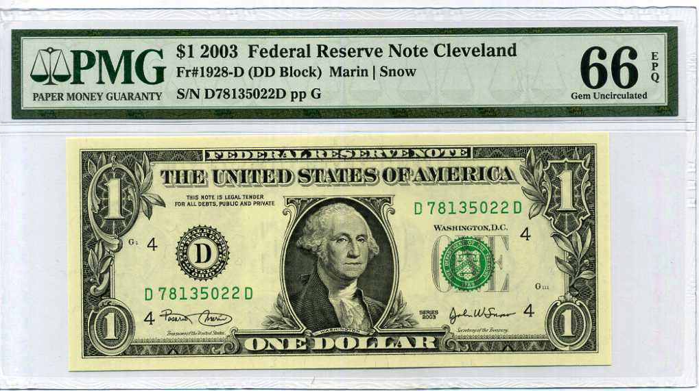 United States 1 Dollar USA 2003 P 515 D Cleveland Gem UNC PMG 66 EPQ