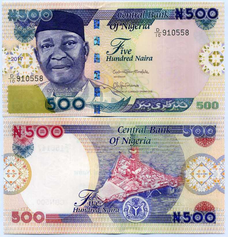 NigeriaI 500 Naira 2017 P 30 p UNC