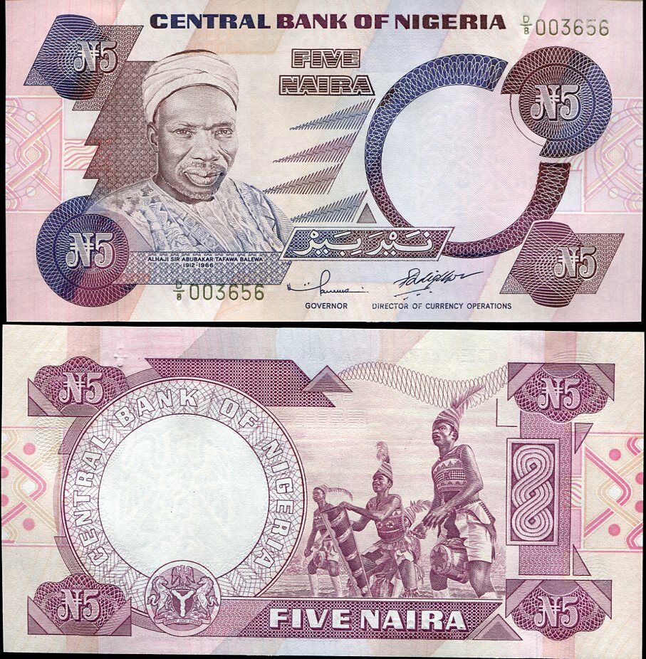 NIGERIA 5 NAIRA P 24 SIGN 11 UNC LOT 5 PCS