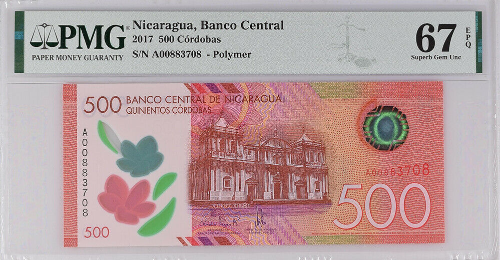 Nicaragua 500 Cordobas 2017 P New Polymer Superb Gem UNC PMG 67 EPQ
