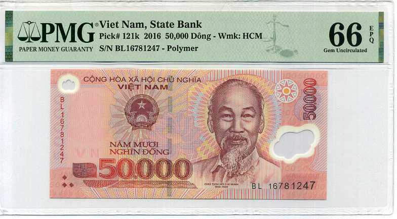 Vietnam 50000 Dong 2016 P 121 Gem UNC PMG 66 EPQ