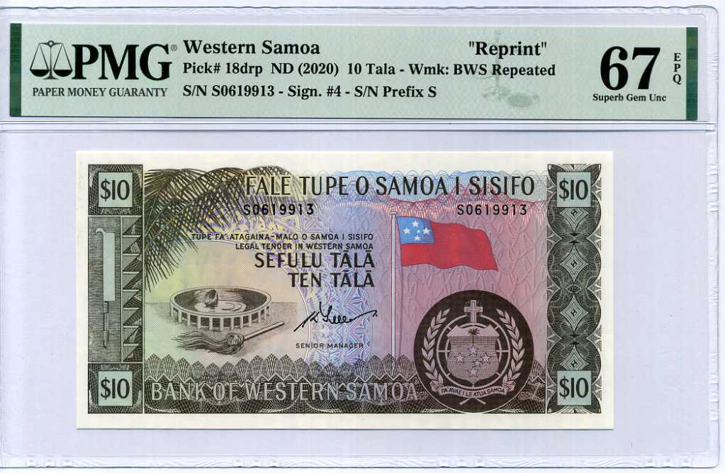 Western Samoa 10 Tala 2020 P 18 DRP Superb Gem UNC PMG 67 EPQ