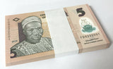 Nigeria 5 Naira Mixed Year P 38 Polymer UNC Lot 100 Pcs 1 Bundle