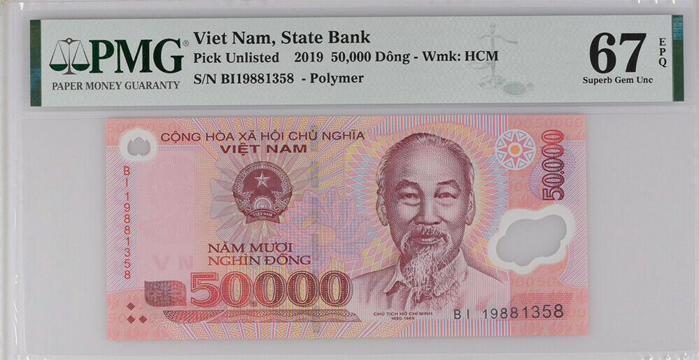 Vietnam 50000 Dong 2019 P 121 c Superb Gem UNC PMG 67 EPQ