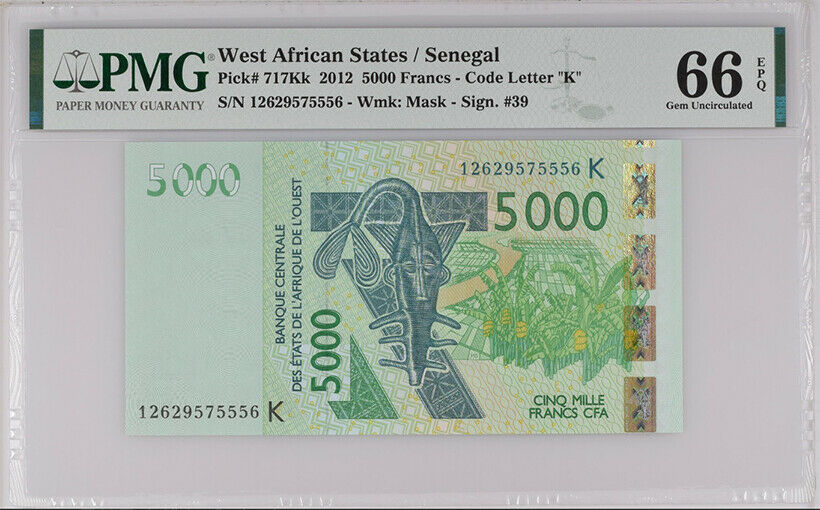 West African States Senegal 5000 Francs 2012 P 717 Kk Gem UNC PMG 66 EPQ