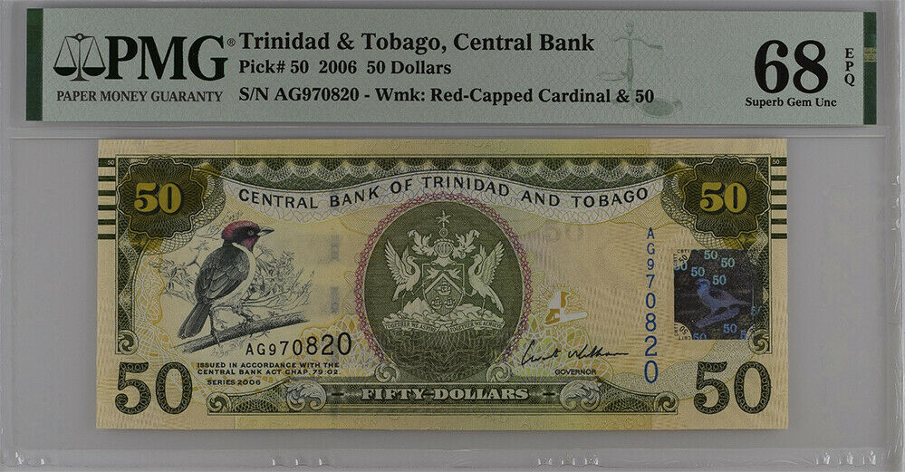 Trinidad & Tobago 50 Dollars 2006 P 50 Superb Gem UNC PMG 68 EPQ High