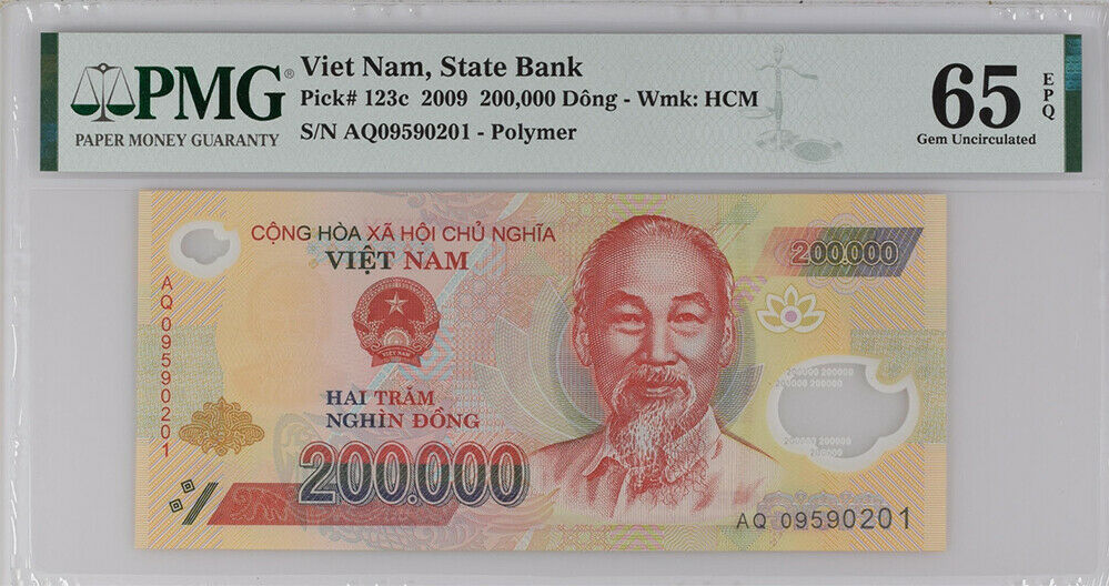 Vietnam 200000 Dong 2009 P 123 c Polymer Gem UNC PMG 65 EPQ