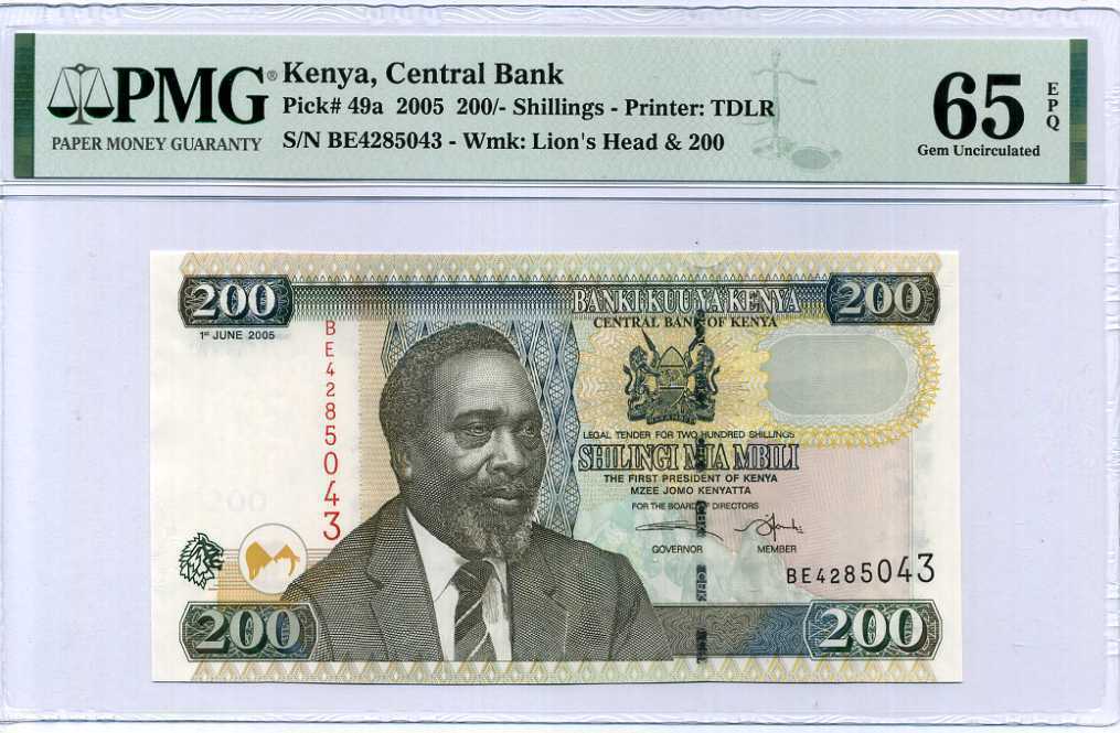Kenya 200 Shillings  2005 P 49 a Gem UNC PMG 65 EPQ
