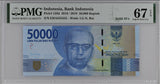 Indonesia 50000 Rupiah 2016/2019 P 159 d SOLID 555555 SUPERB GEM UNC PMG 67 EPQ