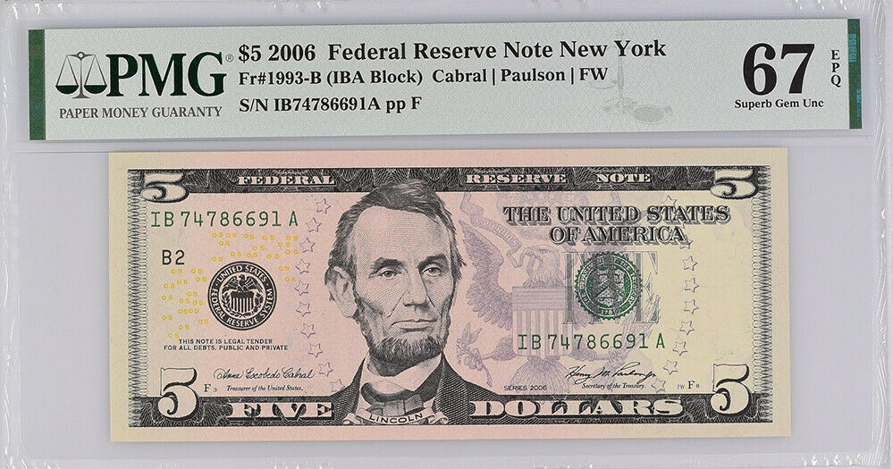 United States 5 Dollars USA 2006 P 524 New York Superb GEM UNC PMG 67 EPQ