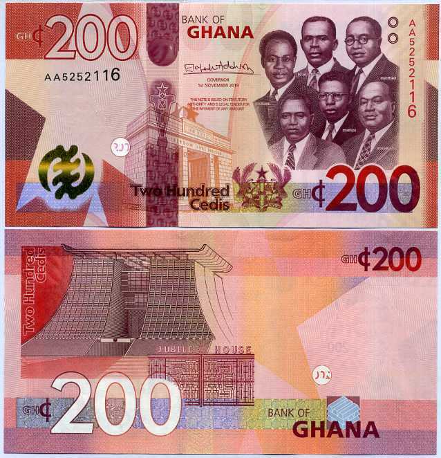 Ghana 200 Cedis 2019 P 51 UNC