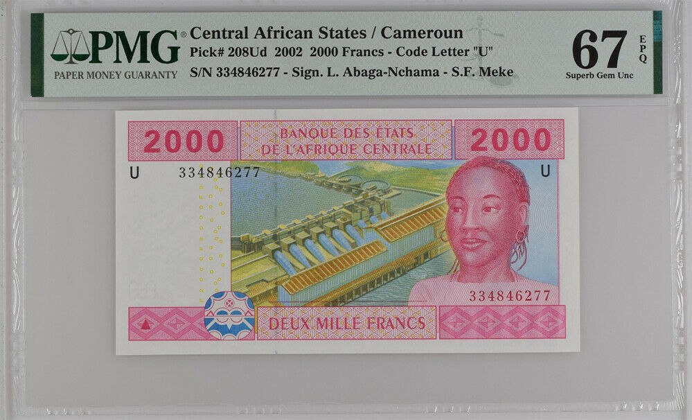 Central African States 2000 FR CAMEROUN P 208Ud SUPERB GEM UNC PMG 67 EPQ HIGH