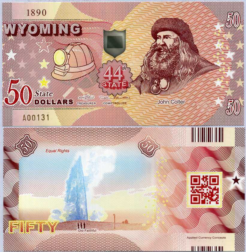 UNITED STATE USA. 50 Dollars 2020 POLYMER 44th Wyoming Colter