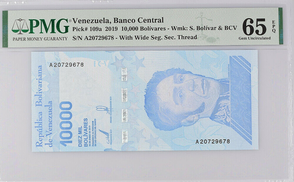 Venezuela 10000 Bolivares 2019 P 109 a Gem UNC PMG 65 EPQ