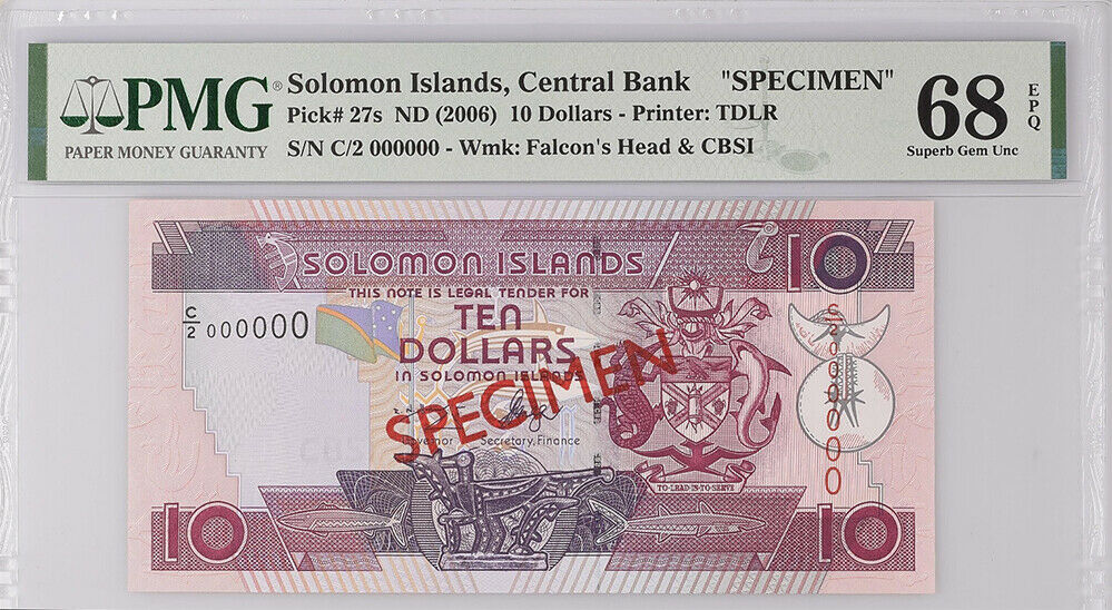 Solomon Islands 10 Dollars nd 2006 P 27 Specimen Superb Gem UNC PMG 68 EPQ Top