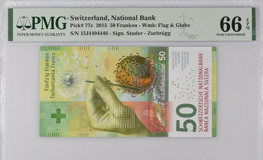 Switzerland 50 Franken 2015 P 77 c GEM UNC PMG 66 EPQ