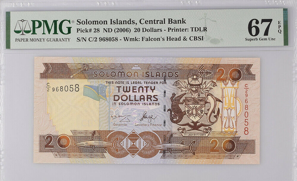 Solomon Islands 20 Dollars nd 2006 P 28 Superb Gem UNC PMG 67 EPQ Top