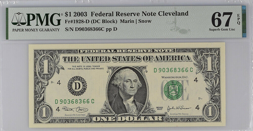 United States 1 Dollar USA 2003 P 515 a D CLEVELAND SUPERB GEM UNC PMG 67 EPQ