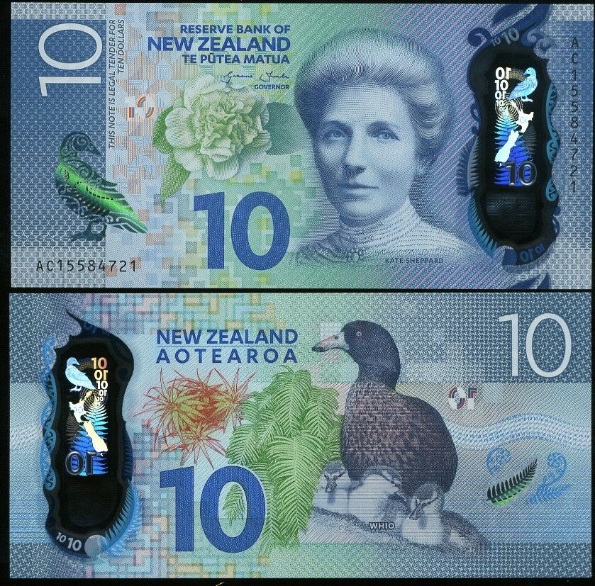 New Zealand 10 Dollars 2015 Polymer P 192 AUNC