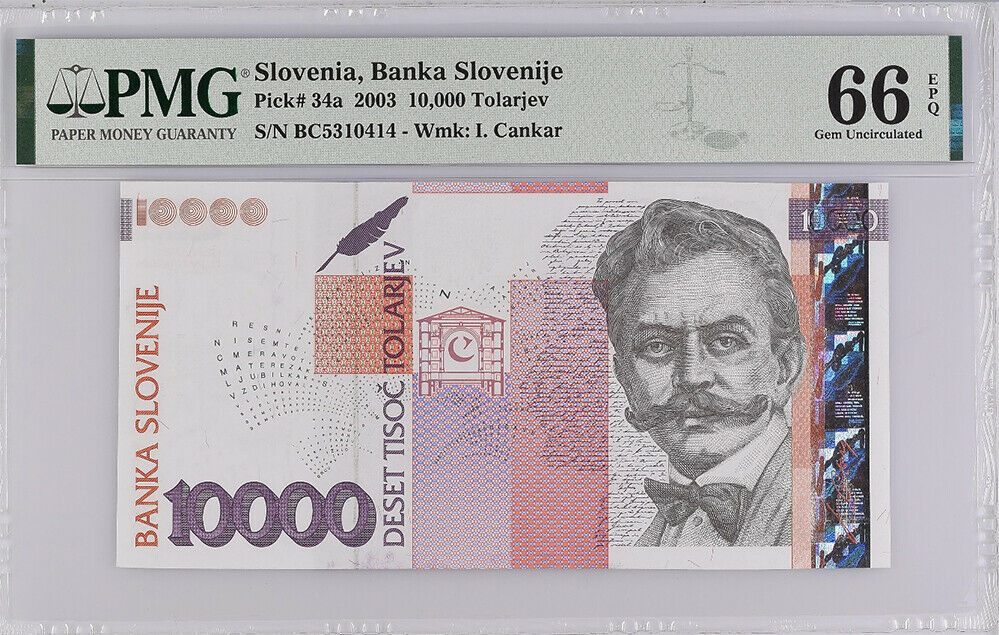Slovenia 10000 Tolarjev 2003 P 34 a Gem UNC PMG 66 EPQ High