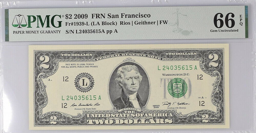 United States 2 Dollars USA 2009 L San Francis P 530A Gem UNC PMG 66 EPQ