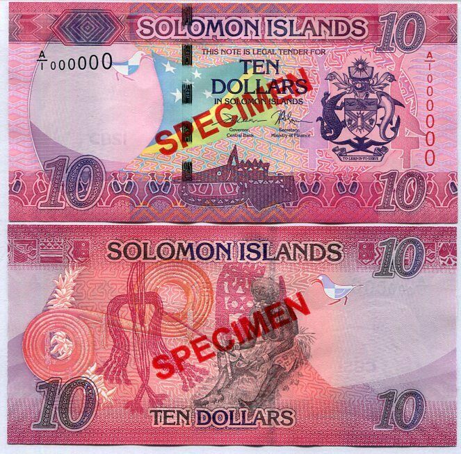 Solomon Islands 10 Dollars ND 2017 P 33 Specimen A/1 000000 UNC