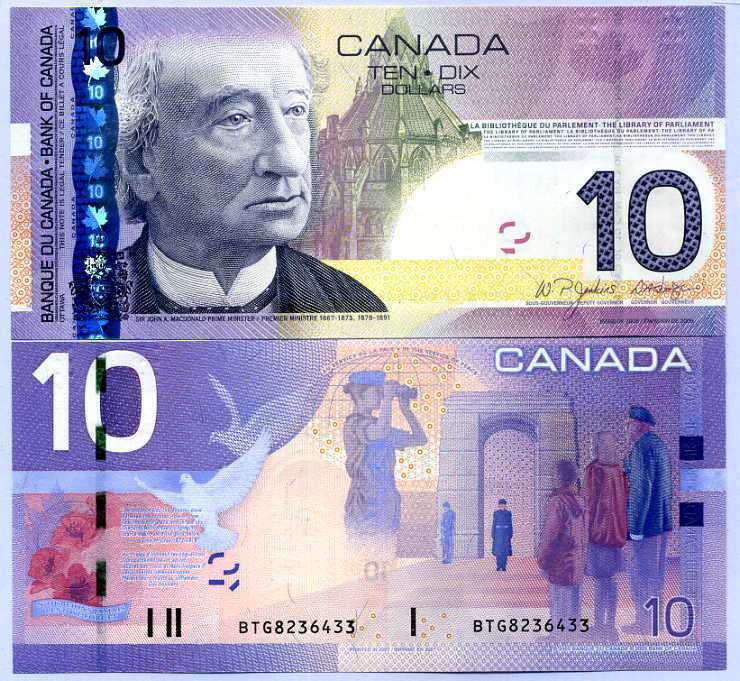 Canada 10 Dollars 2005/2007 P 102 BTG REPLACEMENT UNC