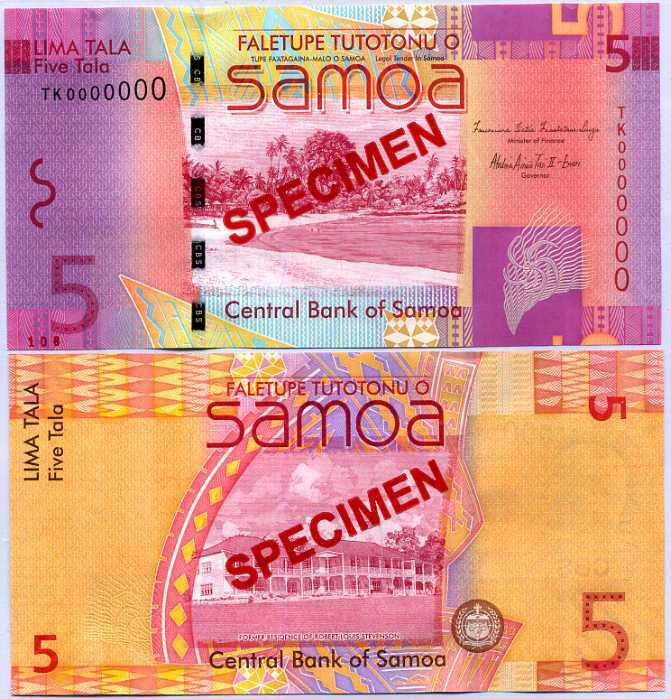 Western Samoa 5 Tala 2012 Specimen P 38 b UNC