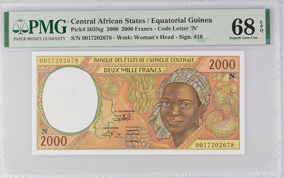 Central African States Guinea 2000 Fr.2000 P 503Ng Superb Gem UNC PMG 68 EPQ Top