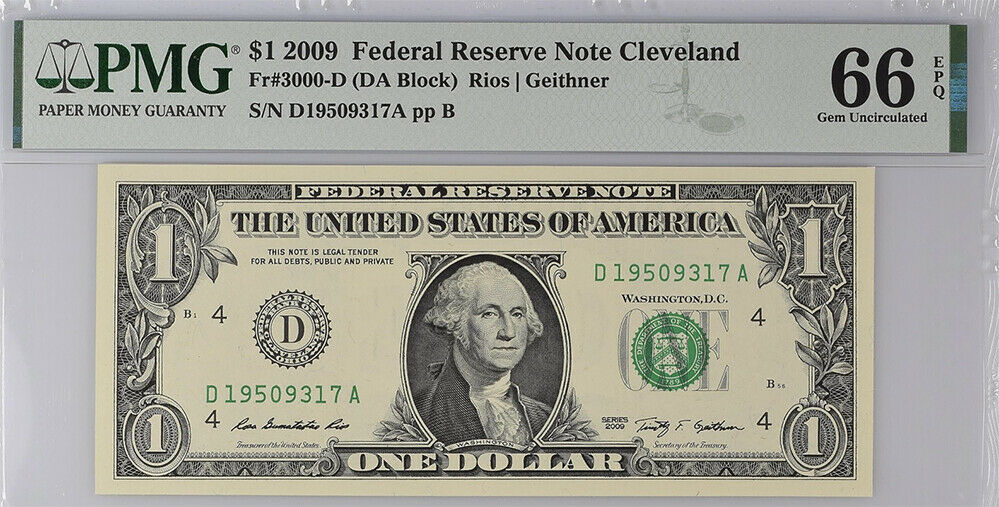 United States 1 Dollar USA 2009 P 530 D Cleveland GEM UNC PMG 66 EPQ