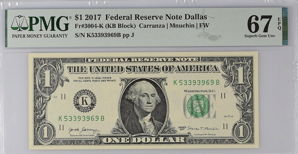 United States 1 Dollar USA 2017 P 544 K Dallas Superb Gem UNC PMG 67 EPQ