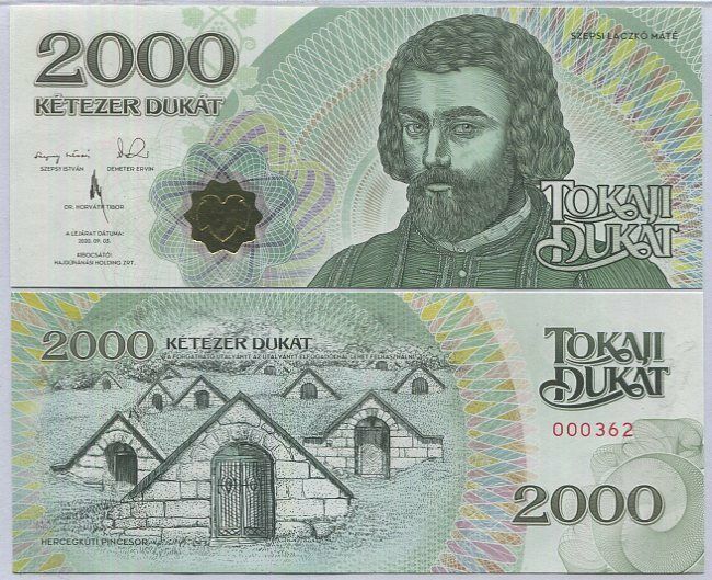 Hungary 2000 Tokaji Dukat Local Money ND 2017 UNC