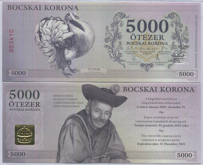 Hungary 5000 Bocskai Koruna Local Money ND 2017  UNC