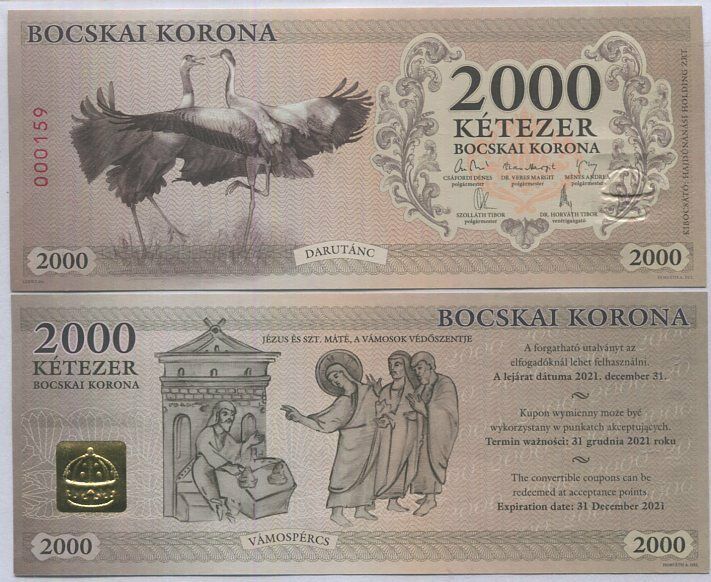 Hungary 2000 Bocskai Koruna Local Money ND 2017 UNC