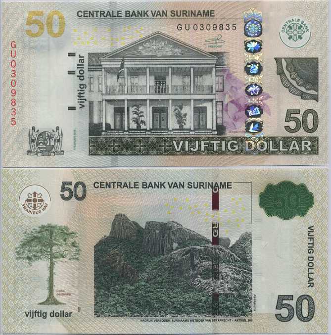 Suriname 50 Dollars 2019 P 165 d UNC