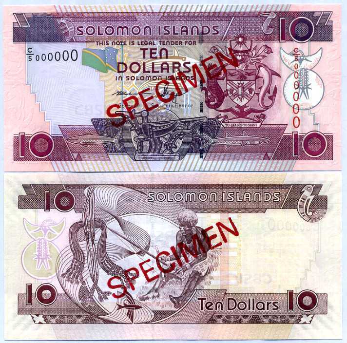 Solomon Islands 10 Dollars ND 2009 P 27 Specimen C/5 000000 UNC