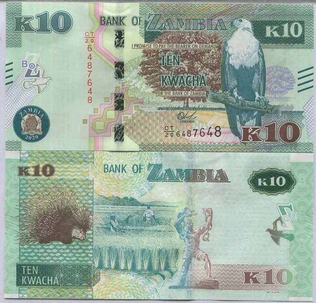 Zambia 10 Kwacha 2020 P 58 UNC