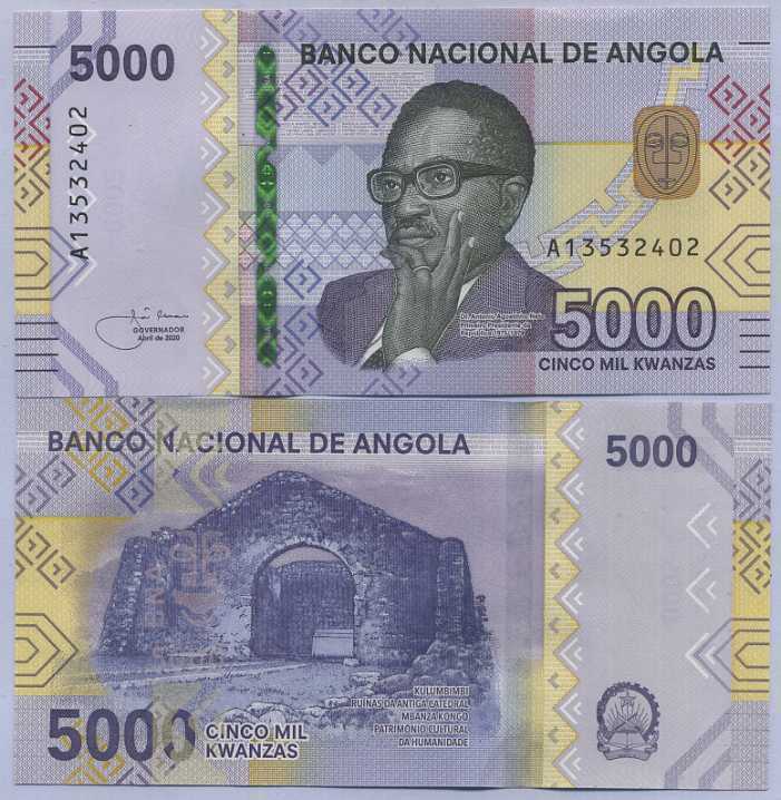 Angola 5000 Kwanzas 2020/2021 P NEW PAPER UNC