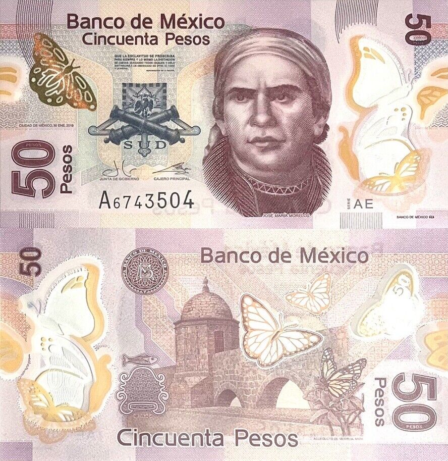 Mexico 50 Pesos 2019 P 123Aae Series AE Polymer UNC