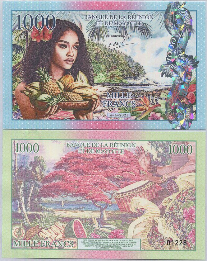 Reunion & Mayotte 1000 Francs 2021 Private Fantasy Polymer