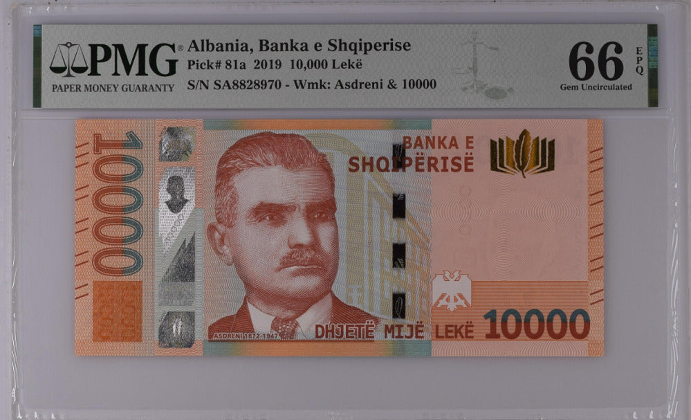 Albania 10000 Leke 2019 P 81 a Gem UNC PMG 66 EPQ