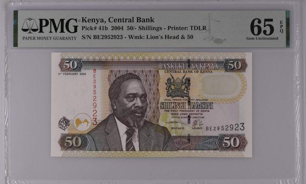 Kenya 50 Shillings 2004 P 41 b Gem UNC PMG 65 EPQ