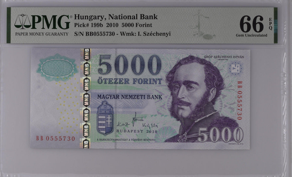 Hungary 5000 Forint 2010 P 199 b Gem UNC PMG 66 EPQ