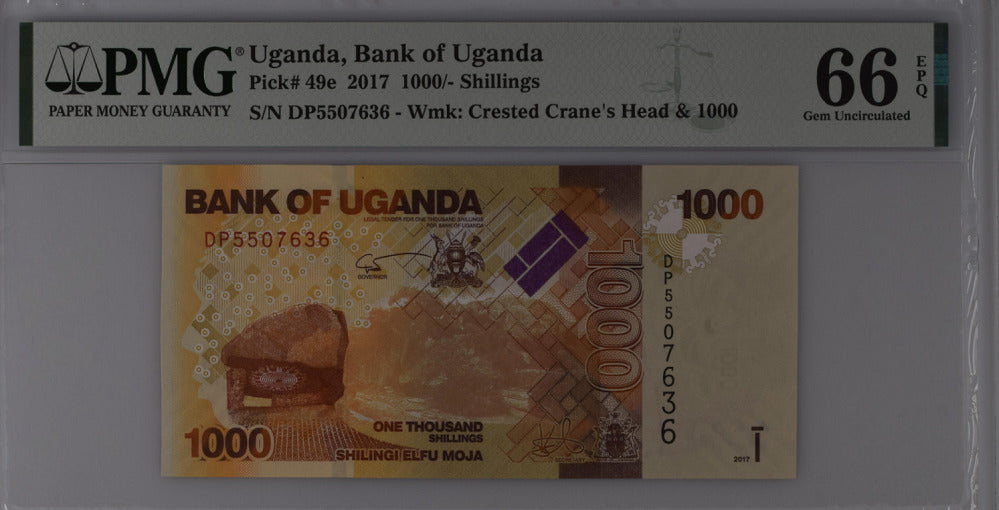 Uganda 1000 Shillings 2017 P 49 e Gem UNC PMG 66 EPQ