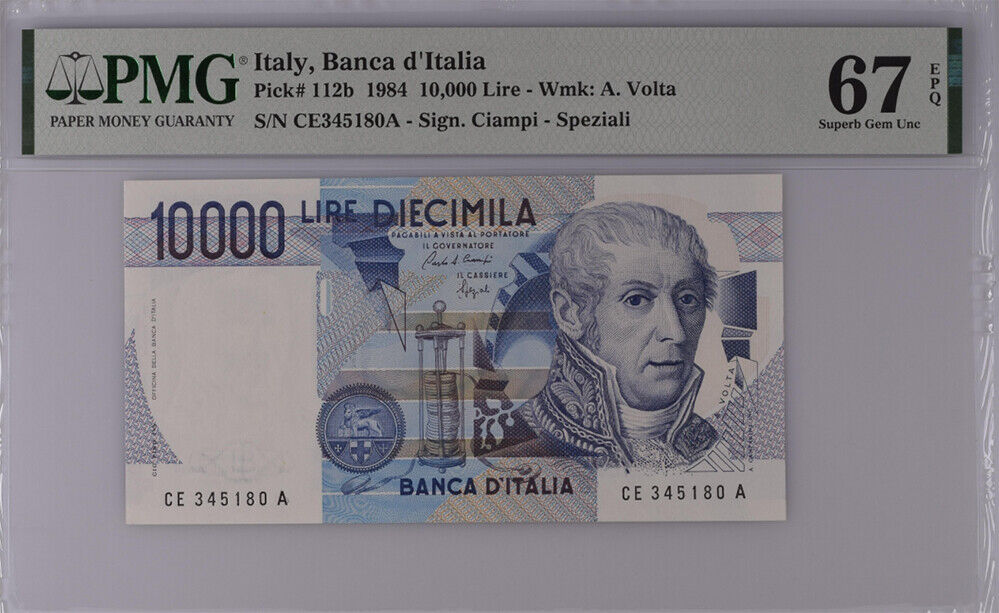 Italy 10000 Lire 1984 P 112 b Superb Gem UNC PMG 67 EPQ