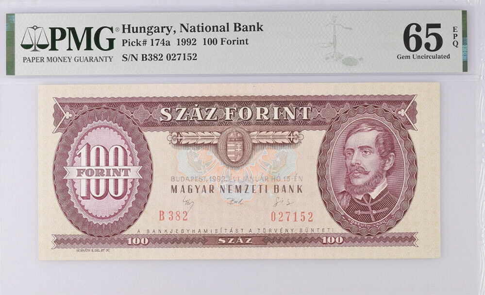 Hungary 100 Forint 1992 P 174 a Gem UNC PMG 65 EPQ