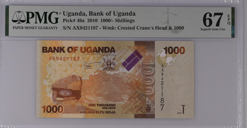 Uganda 1000 Shillings 2010 P 49 a Superb Gem UNC PMG 67 EPQ