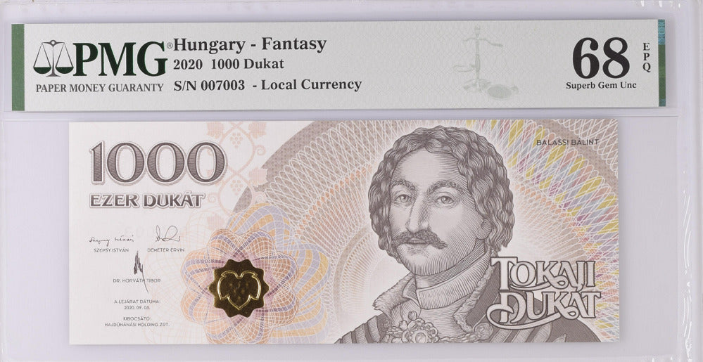 Hungary 1000 Tokaji Dukat 2020 Local Currency P NL Superb Gem UNC PMG 68 EPQ
