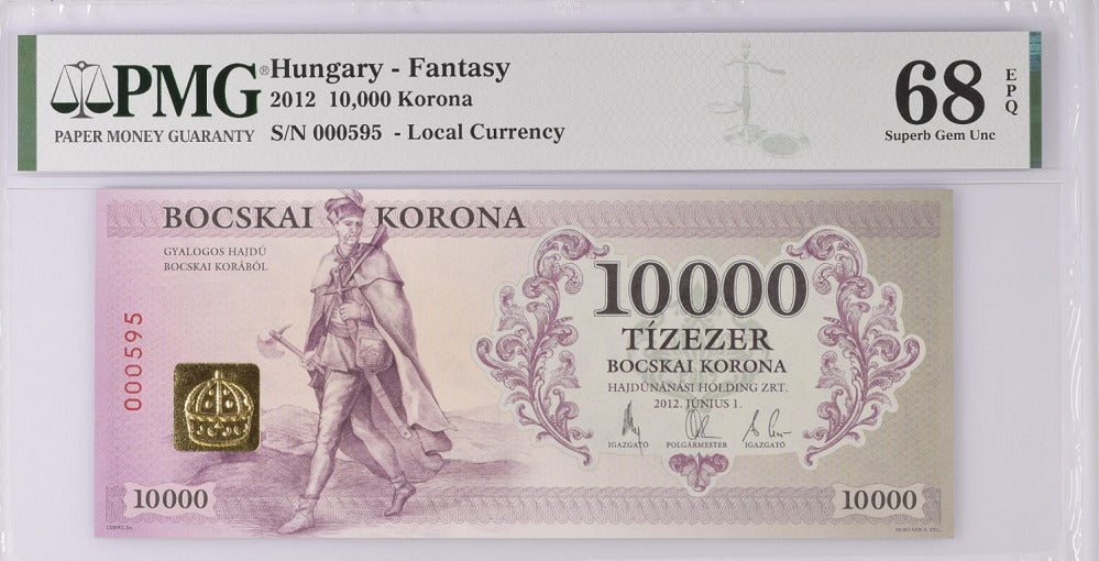 Hungary 10000 Bocskal Korona 2012 Currency P NL Superb Gem UNC PMG 68 EPQ