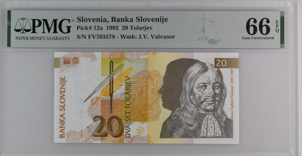Slovenia 20 Tolajev 1992 P 12 a Gem UNC PMG 66 EPQ